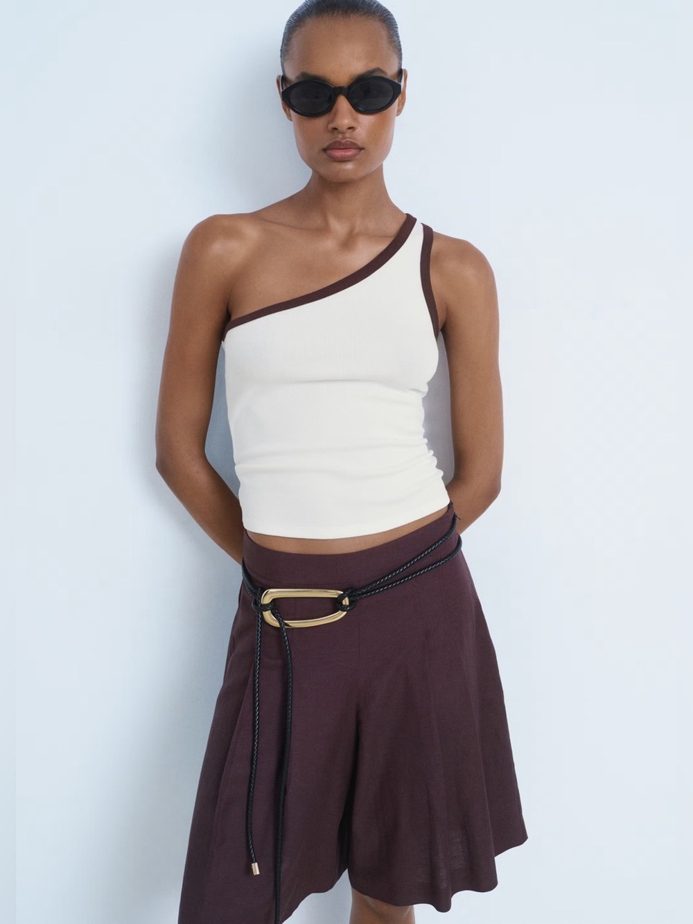 Mango asymmetrical top with contrasting trim NWT